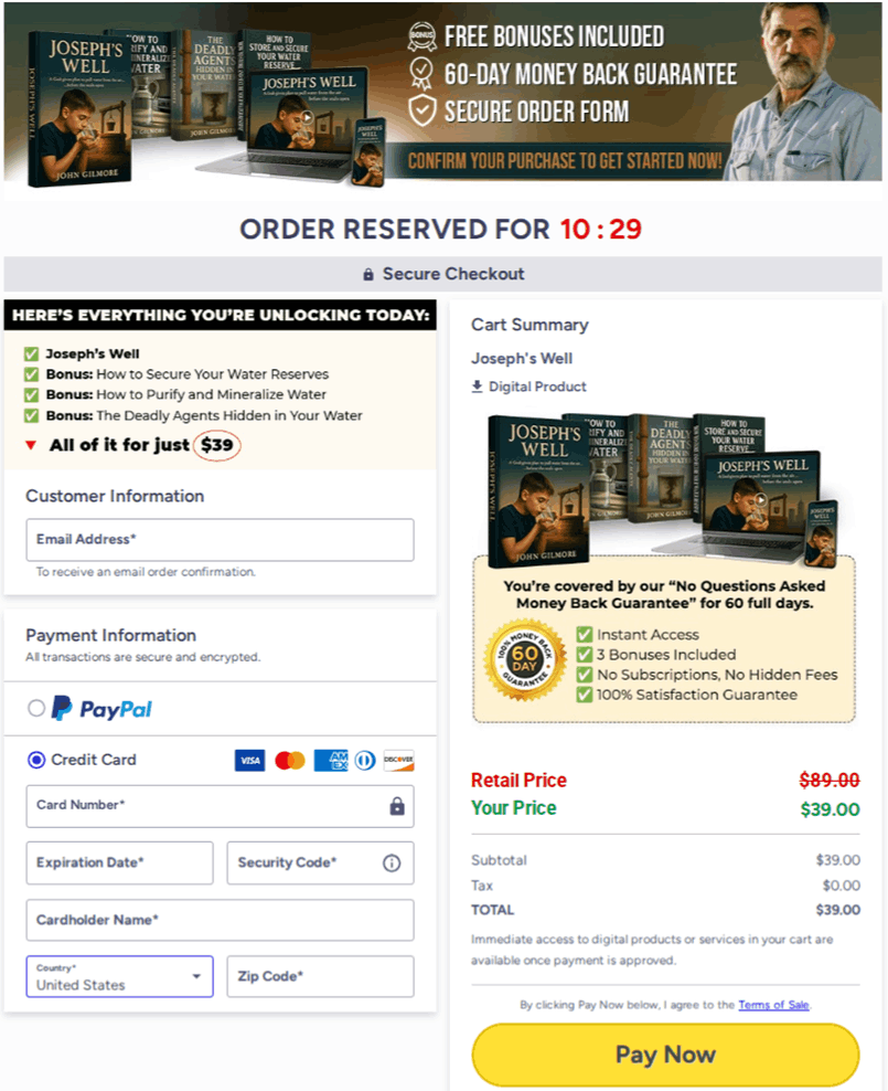 Joseph's Well System Official Checkout